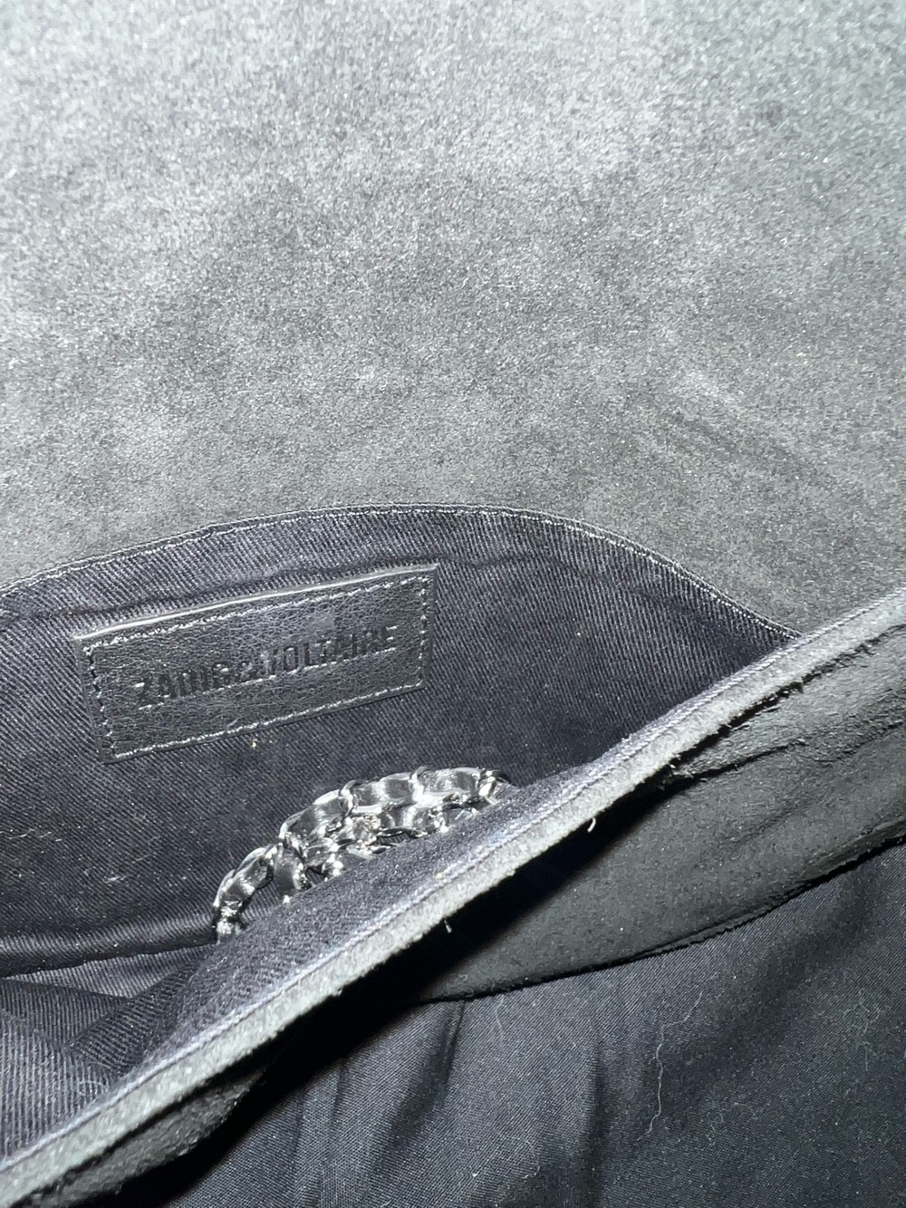 Zadig & Voltaire ROCK SUEDE STRASS TASSEL CROSSBODY BAG IN NOIR - Picture 12 of 13
